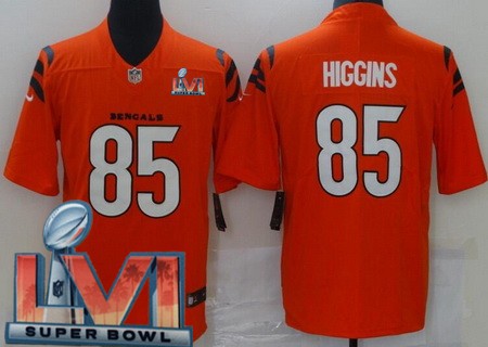 Men’s Cincinnati Bengals #85 Tee Higgins Limited Orange 2022 Super Bowl LVI Bound Vapor Jersey