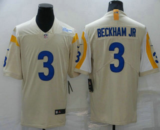 Men’s Los Angeles Rams #3 Odell Beckham Jr 2021 Cream Vapor Untouchable Limited Stitched Jersey