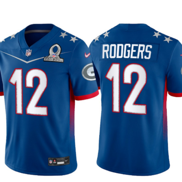 Men’s Green Bay Packers #12 Aaron Rodgers Blue 2022 Pro Bowl Vapor Untouchable Stitched Limited Jersey