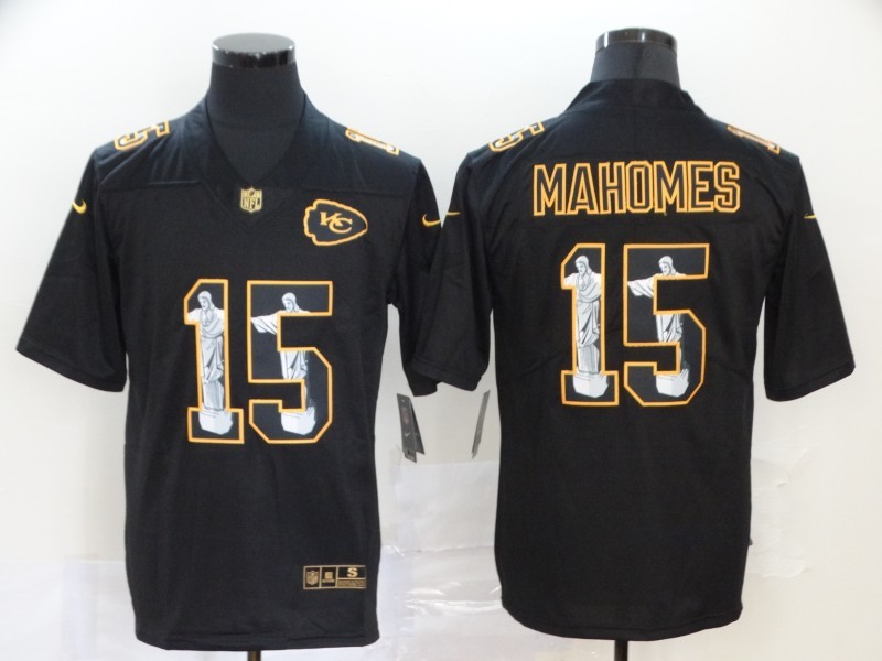 Men’s Kansas City Chiefs #15 Patrick Mahomes Jesus Faith Black Vapor Untouchable Stitched NFL Nike Limited Jersey