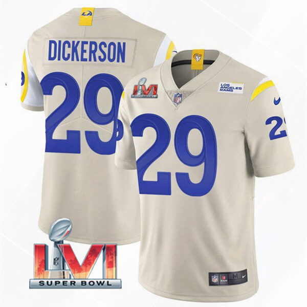 Men’s Los Angeles Rams #29 Eric Dickerson 2022 Bone Super Bowl LVI Vapor Limited Stitched Jersey