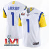 Men’s Los Angeles Rams #1 DeSean Jackson 2022 White Super Bowl LVI Vapor Limited Stitched Jersey