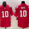 Men’s New England Patriots #10 Drake Maye Red 2024 Draft Vapor Limited Football Stitched Jersey