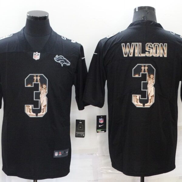 Men’s Denver Broncos #3 Russell Wilson 2019 Black Statue Of Liberty Stitched NFL Nike Limited Jersey