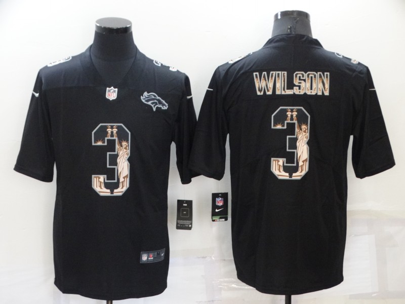 Men’s Denver Broncos #3 Russell Wilson 2019 Black Statue Of Liberty Stitched NFL Nike Limited Jersey