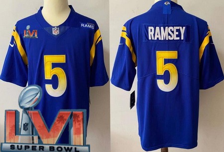 Men’s Los Angeles Rams #5 Jalen Ramsey Limited Blue 2022 Super Bowl LVI Bound Vapor Jersey