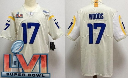 Men’s Los Angeles Rams #17 Robert Woods Limited Bone 2022 Super Bowl LVI Bound Vapor Jersey