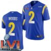 Men’s Los Angeles Rams #2 Robert Woods Limited Blue 2022 Super Bowl LVI Bound Vapor Jersey