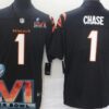 Men’s Cincinnati Bengals #1 Ja’Marr Chase Limited Black 2022 Super Bowl LVI Bound Vapor Jersey