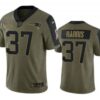 Men’s New England Patriots #37 Damien Harris Olive 2021 Salute To Service Limited Stitched Jersey