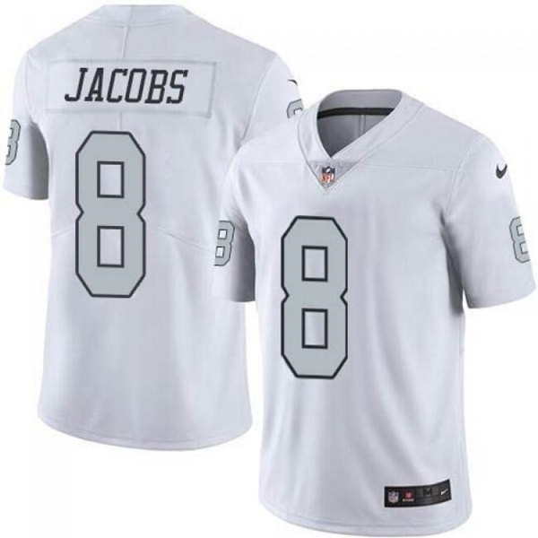 Men’s Las Vegas Raiders #8 Josh Jacobs White Color Rush Limited Stitched Jersey