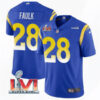 Men’s Los Angeles Rams #28 Marshall Faulk 2022 Royal Super Bowl LVI Vapor Limited Stitched Jersey