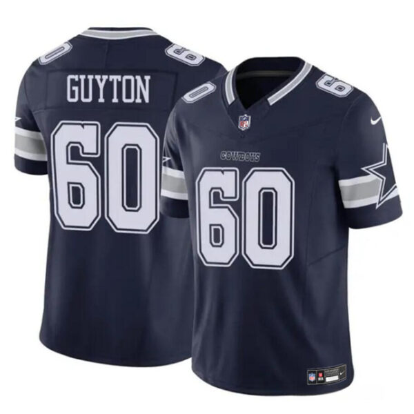Men’s Dallas Cowboys #60 Tyler Guyton Navy 2024 Draft F.U.S.E Vapor Untouchable Limited Football Stitched Jersey