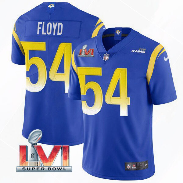 Men’s Los Angeles Rams #54 Leonard Floyd 2022 Royal Super Bowl LVI Vapor Limited Stitched Jersey