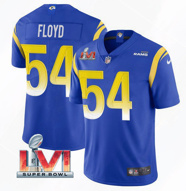 Men’s Los Angeles Rams #54 Leonard Floyd 2022 Royal Super Bowl LVI Vapor Limited Stitched Jersey