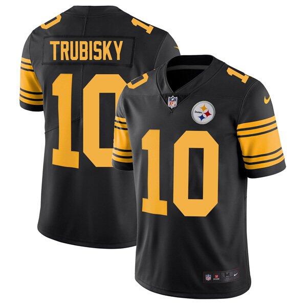 Men’s Pittsburgh Steelers #10 Mitchell Trubisky Black Color Rush Limited Stitched Jersey