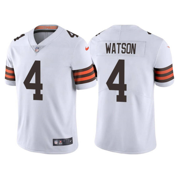 Men’s Cleveland Browns #4 Deshaun Watson White Vapor Untouchable Limited Stitched Jersey