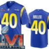 Men’s Los Angeles Rams #40 Von Miller Limited Royal 2022 Super Bowl LVI Bound Vapor Jersey