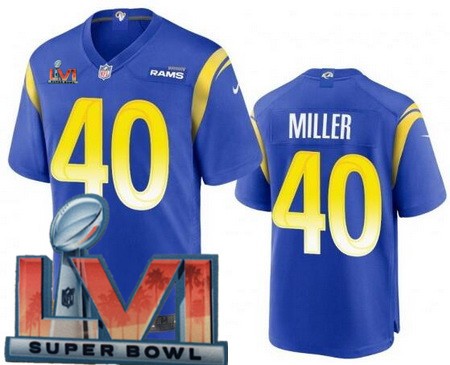 Men’s Los Angeles Rams #40 Von Miller Limited Royal 2022 Super Bowl LVI Bound Vapor Jersey