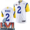 Men’s Los Angeles Rams #2 Robert Woods Limited White Alternate 2022 Super Bowl LVI Bound Vapor Jersey