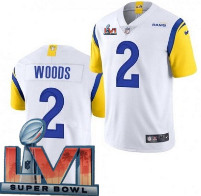 Men’s Los Angeles Rams #2 Robert Woods Limited White Alternate 2022 Super Bowl LVI Bound Vapor Jersey