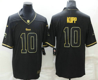 Men’s Los Angeles Rams #10 Cooper Kupp Black Golden Edition Stitched NFL Nike Limited Jersey