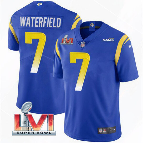 Men’s Los Angeles Rams #7 Bob Waterfield 2022 Royal Super Bowl LVI Vapor Limited Stitched Jersey