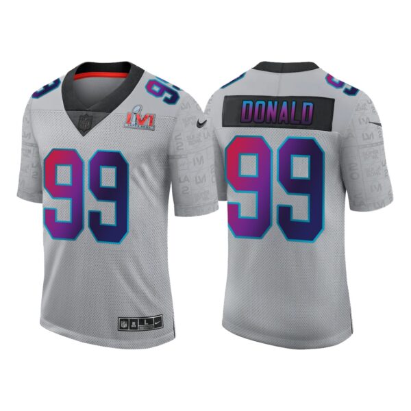 Men’s Los Angeles Rams #99 Aaron Donald 2022 Grey Super Bowl LVI Limited Stitched Jersey