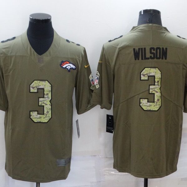 Men’s Denver Broncos #3 Russell Wilson Olive With Camo 2017 Salute To Service Stitched NFL Nike Limited Jersey