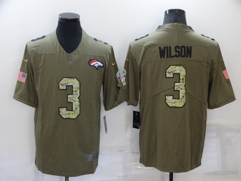 Men’s Denver Broncos #3 Russell Wilson Olive With Camo 2017 Salute To Service Stitched NFL Nike Limited Jersey