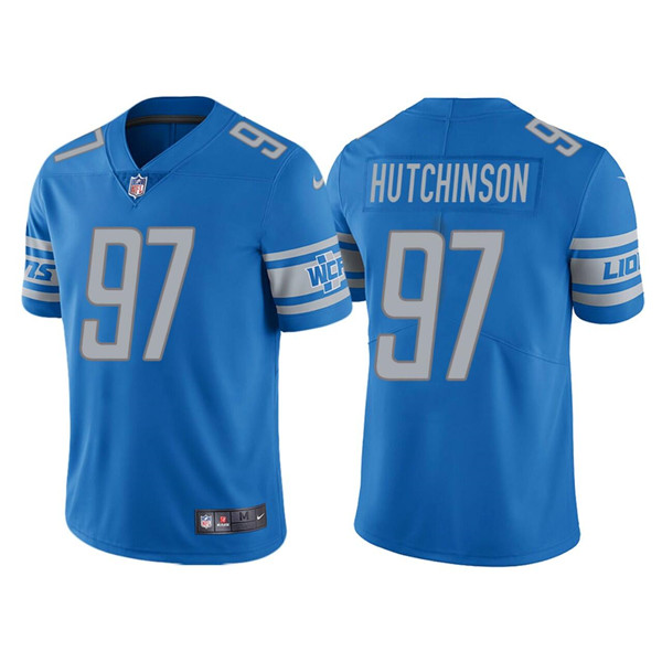 Men’s Detroit Lions #97 Aidan Hutchinson Blue Vapor Untouchable Limited Stitched Jersey
