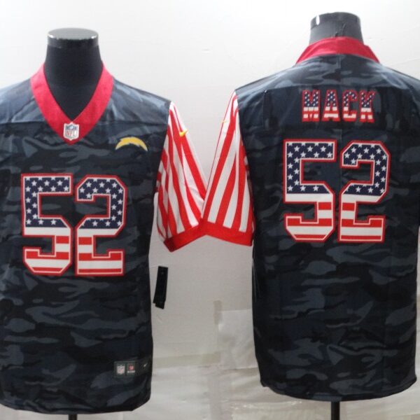 Men’s Los Angeles Chargers #52 Khalil Mack Camo USA Flag Limited Stitched Jersey