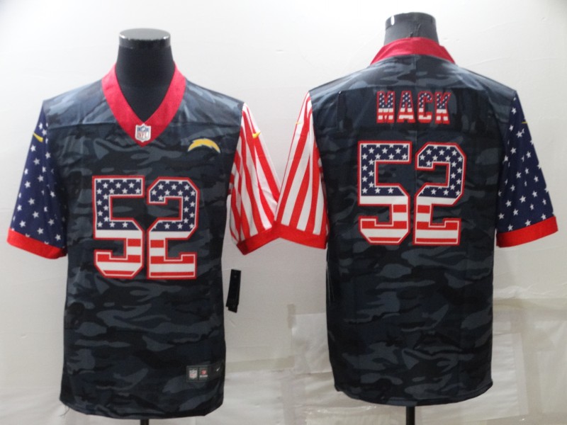 Men’s Los Angeles Chargers #52 Khalil Mack Camo USA Flag Limited Stitched Jersey