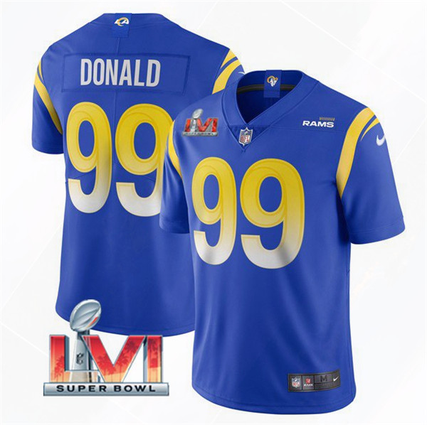 Men’s Los Angeles Rams #99 Aaron Donald 2022 Royal Super Bowl LVI Vapor Limited Stitched Jersey