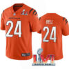 Men’s Cincinnati Bengals #24 Vonn Bell 2022 Orange Super Bowl LVI Vapor Limited Stitched Jersey