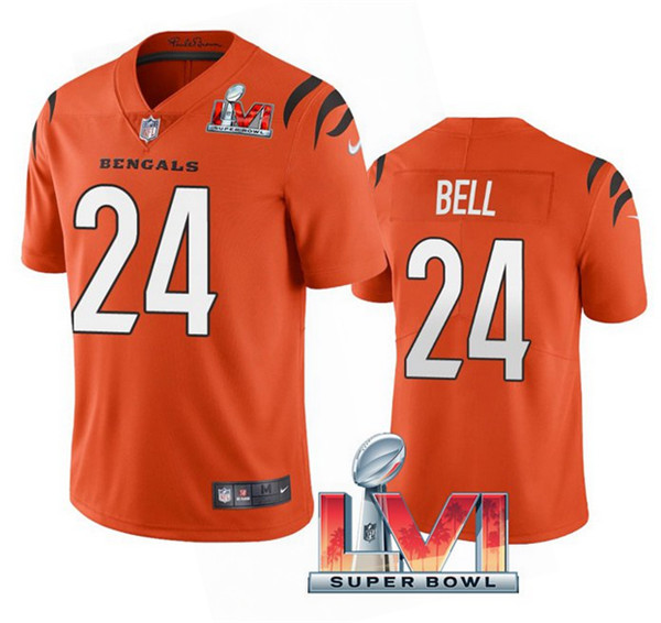 Men’s Cincinnati Bengals #24 Vonn Bell 2022 Orange Super Bowl LVI Vapor Limited Stitched Jersey