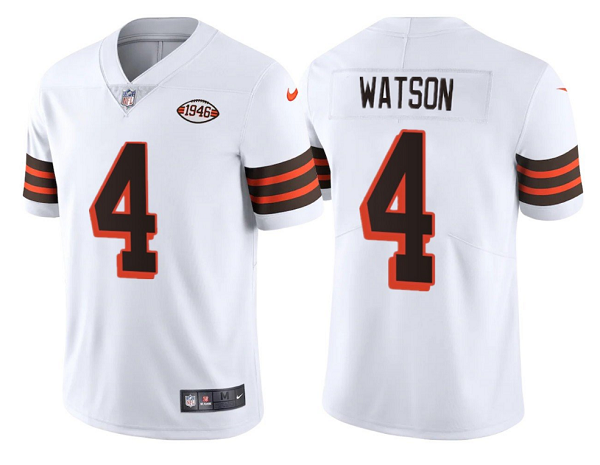 Men’s Cleveland Browns #4 Deshaun Watson White 1946 Collection Vapor Untouchable Limited Stitched Jersey