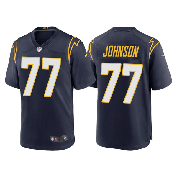 Men’s Los Angeles Chargers #77 Zion Johnson Navy Limited Stitched Jersey