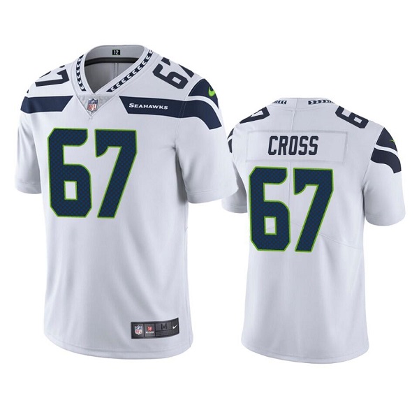 Men’s Seattle Seahawks #67 Charles Cross White Vapor Untouchable Limited Stitched Jersey