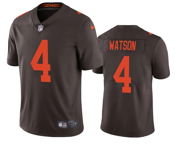 Men’s Cleveland Browns #4 Deshaun Watson Brown Color Rush Vapor Untouchable Limited Stitched Jersey