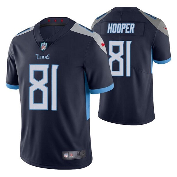 Men’s Tennessee Titans #81 Austin Hooper Navy Vapor Untouchable Stitched Jersey