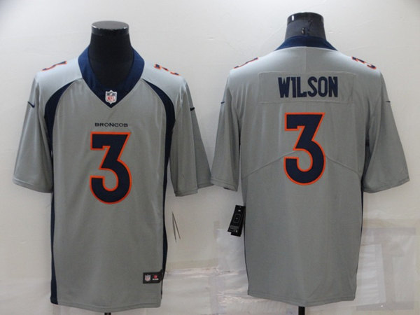 Men’s Denver Broncos #3 Russell Wilson Grey Vapor Untouchable Limited Stitched Jersey