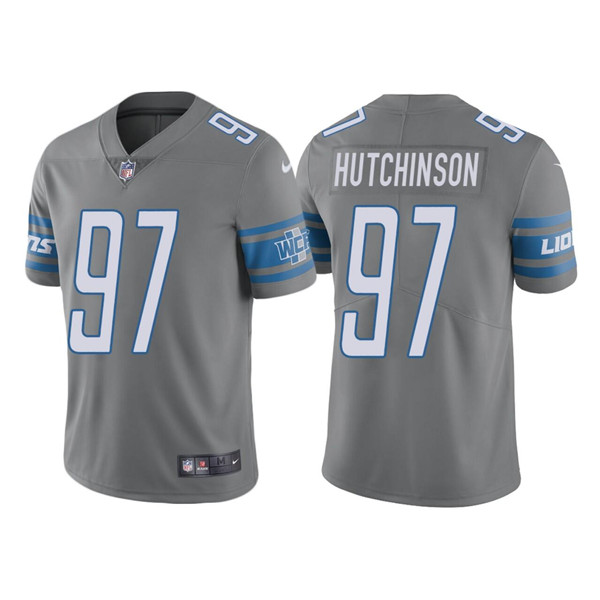 Men’s Detroit Lions #97 Aidan Hutchinson Gray Vapor Untouchable Limited Stitched Jersey