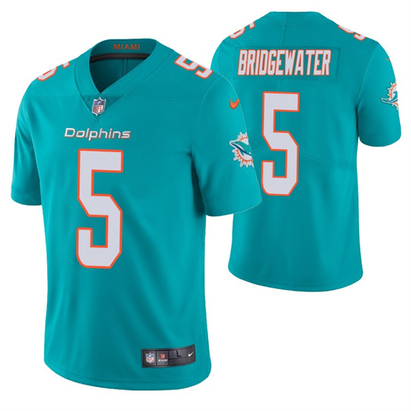 Men’s Miami Dolphins #5 Teddy Bridgewater Aqua Vapor Untouchable Limited Stitched Football Jersey