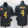 Men’s Cleveland Browns #4 Deshaun Watson Grey Gold Salute To Service Limited Stitched Jersey