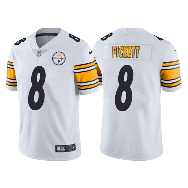 Men’s Pittsburgh Steelers #8 Kenny Pickett 2022 White Vapor Untouchable Limited Stitched Jersey