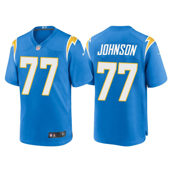Men’s Los Angeles Chargers #77 Zion Johnson Blue Limited Stitched Jersey
