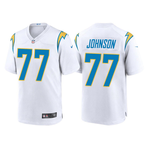 Men’s Los Angeles Chargers #77 Zion Johnson White Limited Stitched Jersey