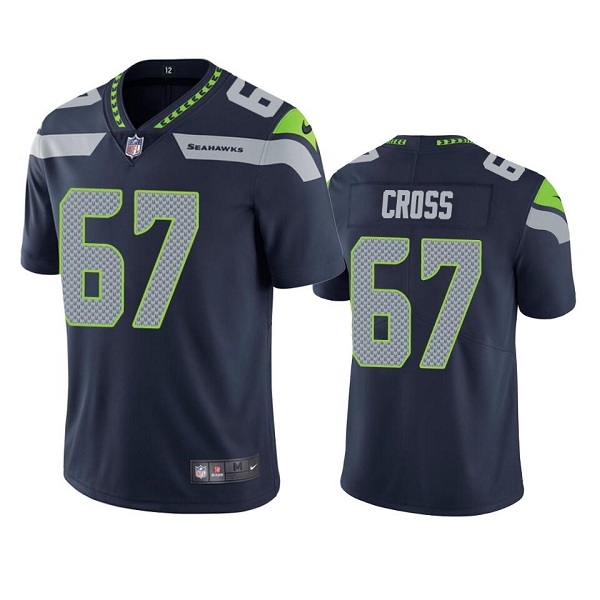 Men’s Seattle Seahawks #67 Charles Cross Navy Vapor Untouchable Limited Stitched Jersey