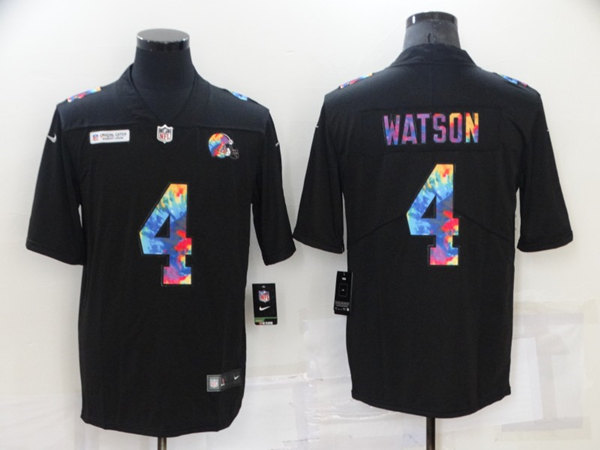 Men’s Cleveland Browns #4 Deshaun Watson Black Crucial Catch Limited Stitched Jersey